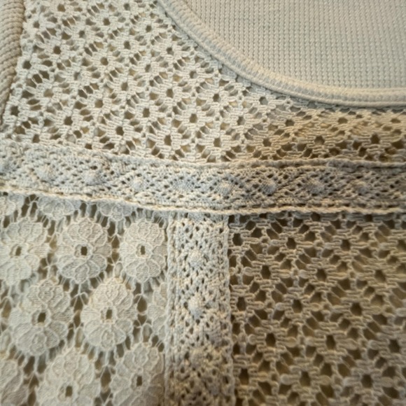 Vintage Lucky Brand Y2K Fairy Grunge Top Womens M Ivory Lace Stretch Layering - Picture 5 of 12